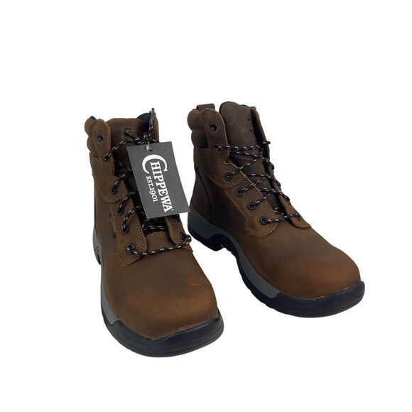 Chippewa Steel Toe Work Boots Size 10D Brown Leather - Picture 4 of 8